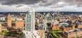 Aerial panorama of Leeds city centre skyline Royalty Free Stock Photo