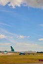 aerlingus, dublin airport. Queues on the takeoff runway, delays in scheduled flights. Social issues. Holiday delays, vertical with Royalty Free Stock Photo