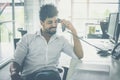 Aero American business man having conversation on Landline phone Royalty Free Stock Photo