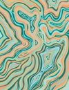 Aero Blue and Atomic Tangerine Inkscape Suminagashi Kintsugi Japanese Ink Marbling Paper Art Royalty Free Stock Photo