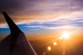 Aero plane wing with sky background Royalty Free Stock Photo