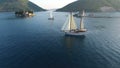 Aero video shooting yacht near the island of St. Geogia and Gospa od ÃÂ krpjela