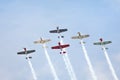 Aerobatic airplanes at airshow Royalty Free Stock Photo