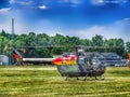 Aerobatic Eurocopter MBB Bo-105 of German Air Force on grass airfield.