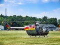 Aerobatic Eurocopter MBB Bo-105 of German Air Force on grass airfield.