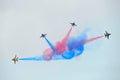 Aerobatic flying display by Black Eagles from the Republic of Korean Air Force (ROKAF) at Singapore Airshow Royalty Free Stock Photo