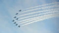 Aerobatic flying display by Black Eagles from the Republic of Korean Air Force (ROKAF) at Singapore Airshow Royalty Free Stock Photo