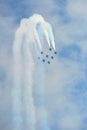 Aerobatic flying display by Black Eagles from the Republic of Korean Air Force (ROKAF) at Singapore Airshow Royalty Free Stock Photo