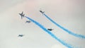 Aerobatic flying display by Black Eagles from the Republic of Korean Air Force (ROKAF) at Singapore Airshow Royalty Free Stock Photo