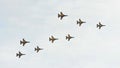 Aerobatic flying display by Black Eagles from the Republic of Korean Air Force (ROKAF) at Singapore Airshow Royalty Free Stock Photo