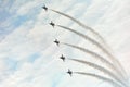 Aerobatic flying display by Black Eagles from the Republic of Korean Air Force (ROKAF) at Singapore Airshow Royalty Free Stock Photo