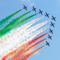 Aerobatic Italian team Frecce Tricolori in action