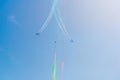 Aerobatic maneuver during Frecce Tricolori air show Royalty Free Stock Photo