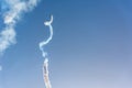 Aerobatic maneuver during Frecce Tricolori air show in Alghero Royalty Free Stock Photo