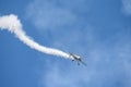 Aerobatic plane on display , Jurgis Kairys aerobatic pilot flying on blue sky Royalty Free Stock Photo