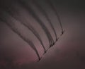 Aerobatic planes at sunset Royalty Free Stock Photo
