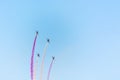 Aerobatic team at airshow. Aerobatic team performs flight at air show Royalty Free Stock Photo