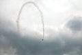 Aerobatics, air show. Aircraft team performing in the sky. Airplane, aerobatic. Royalty Free Stock Photo