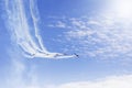 Aerobatics team doing maneuvers at the airshow Royalty Free Stock Photo