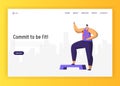 Aerobic Fitness Character Design for Landing Page. Crossfit Man Exercise in Gym Healthy Urban Workout Training Lifestyle Royalty Free Stock Photo