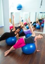 Aerobic Pilates women group with stability ball Royalty Free Stock Photo