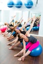 Aerobic Pilates women group with stability ball