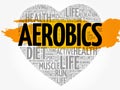 Aerobics heart word cloud, fitness Royalty Free Stock Photo