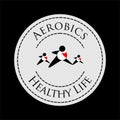 Aerobics logo design, with three symbols icon three people doing aerobic exercise