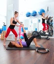 Aerobics pilates gym women group and crosstrainer Royalty Free Stock Photo