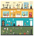 Aerobics Strength Fitness flat interior outdoor concept web - Illustration