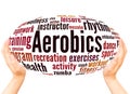 Aerobics word cloud hand sphere concept Royalty Free Stock Photo