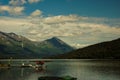 Aeroboat on lake in alaska