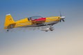 Aeroclub of Romania performing aerial acrobatics at BIAS 2023, Extra 330SC plane. Royalty Free Stock Photo