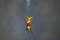 Aeroclub of Romania performing aerial acrobatics at BIAS 2023, Extra 330SC plane. Royalty Free Stock Photo