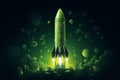 Aerodynamic Rocket green colors fly model. Generate Ai