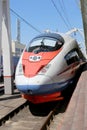 Aeroexpress Train Sapsan at the Leningrad station. Moscow, Russia