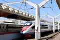 Aeroexpress Train Sapsan at the Leningrad station. Moscow, Russia