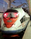 Aeroexpress Train Sapsan at the Leningrad station (night). Moscow, Russia