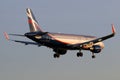 Aeroflot Airbus A320 VQ-BRV with sharklets landing at Sheremetyevo international airport. Royalty Free Stock Photo