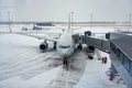 Aeroflot company plane is preparing for fligh