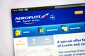 Aeroflot website homepage. Close up of Aeroflot logo.