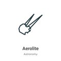 Aerolite outline vector icon. Thin line black aerolite icon, flat vector simple element illustration from editable astronomy Royalty Free Stock Photo