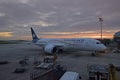 Aeromexico airline aircraft at Paris Charles De Gaulle Roissy Airport during sunset