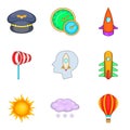 Aeronaut icons set, cartoon style Royalty Free Stock Photo