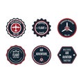 Aeronautic badge vector design set element. Flight emblem retro vintage symbol label. Airplane adventure business sticker. Round