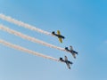 `AeroNautic Show 2018` at Lacul Morii, Bucuresti, Romania - Flight iof formation of team `Iacarii acrobati` on Yakovlev Yak-52