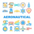 aeronautical engineer aviation icons set vector