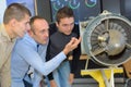 Aeronautical engineers testing speed propellers