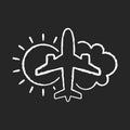 Aeronautical meteorology chalk white icon on black background