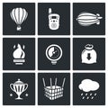 Aeronautics icons set. Vector Illustration.